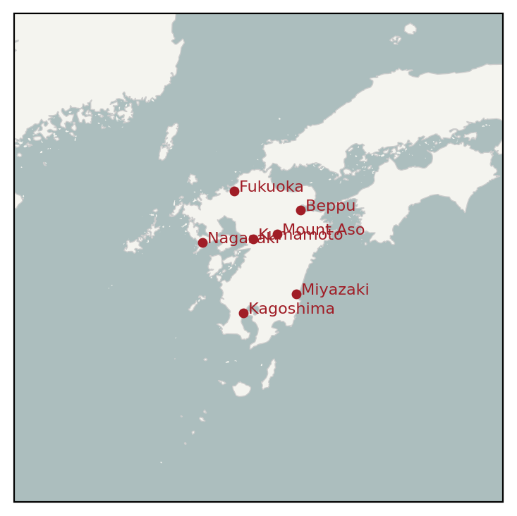 Kyushu loop · region map, default style